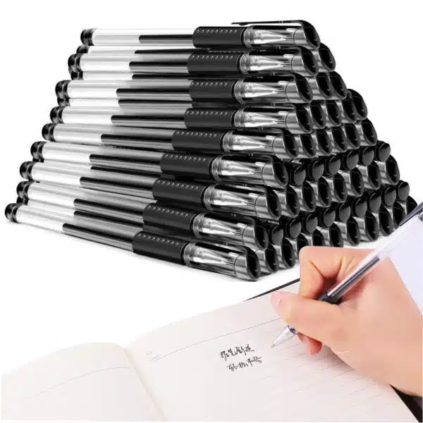 Sét 100 bút bi nước văn phòng 0,5mm mực đều nét chữ đẹp đủ màu đỏ, đen, xanh