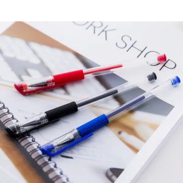 Sét 100 bút bi nước văn phòng 0,5mm mực đều nét chữ đẹp đủ màu đỏ, đen, xanh